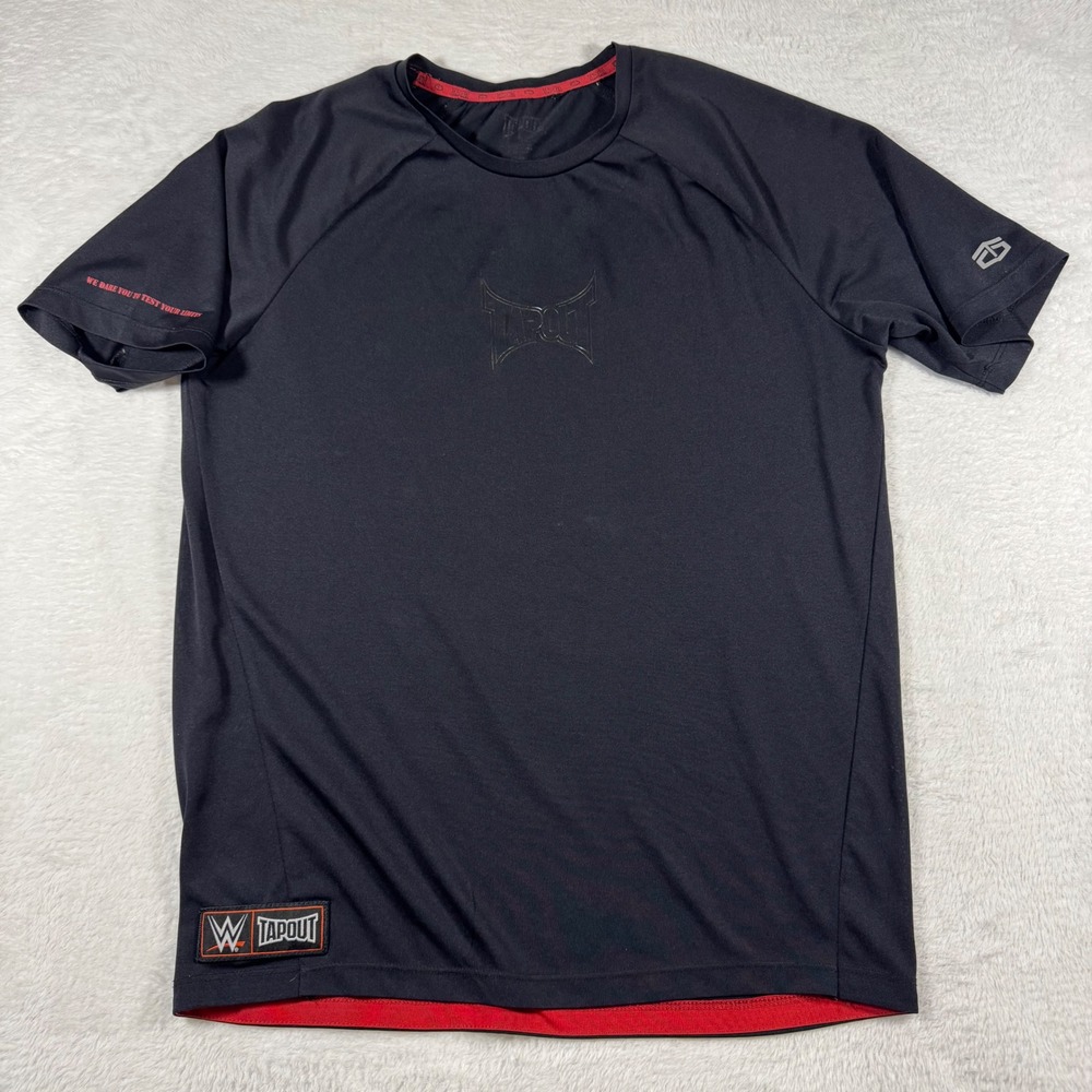 Tapout T-Shirt Mens Medium Black Excellent WWE Performance Raglan Gym Tee
